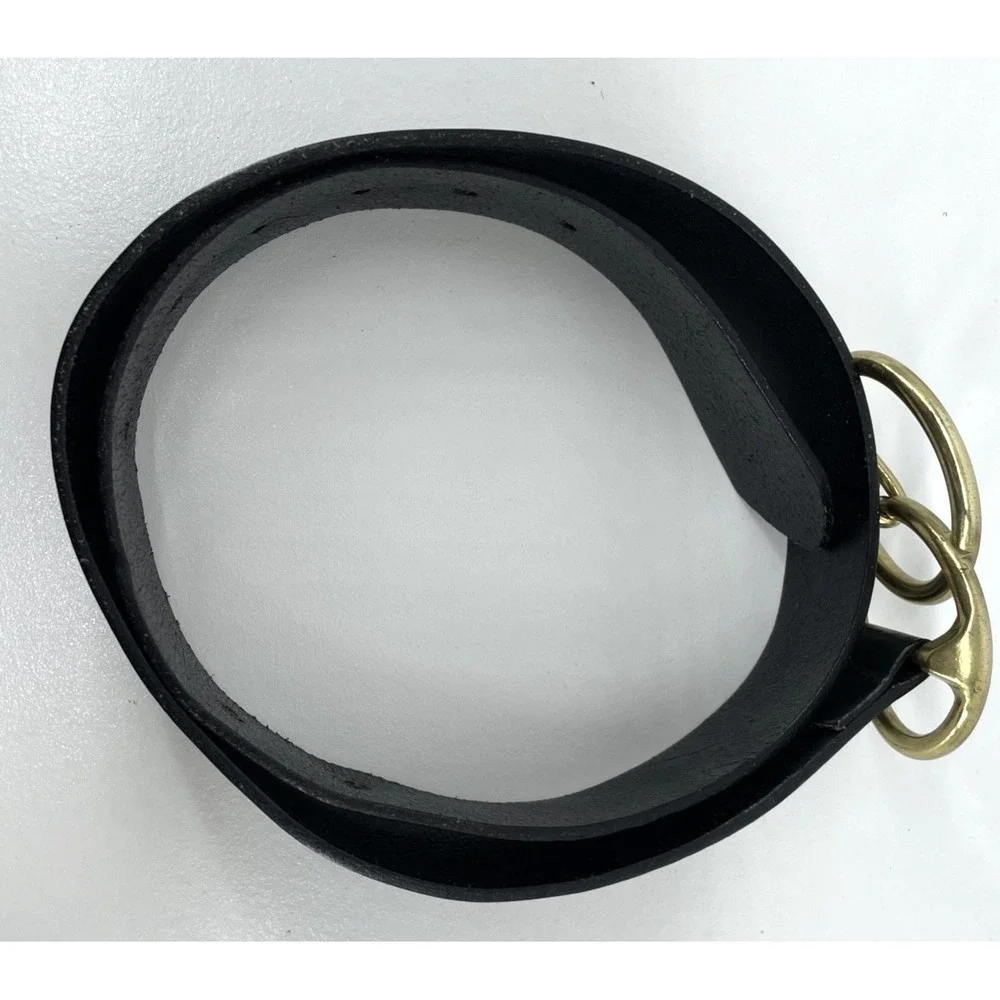Black Leather Belt Double Ring Boho Artisan 1.5
